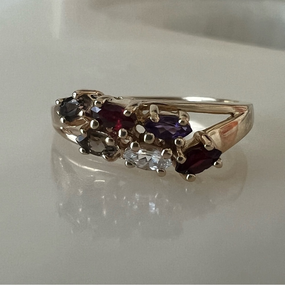 10k Solid Gold Assorted Marquise Shaped Gemstone … - image 6